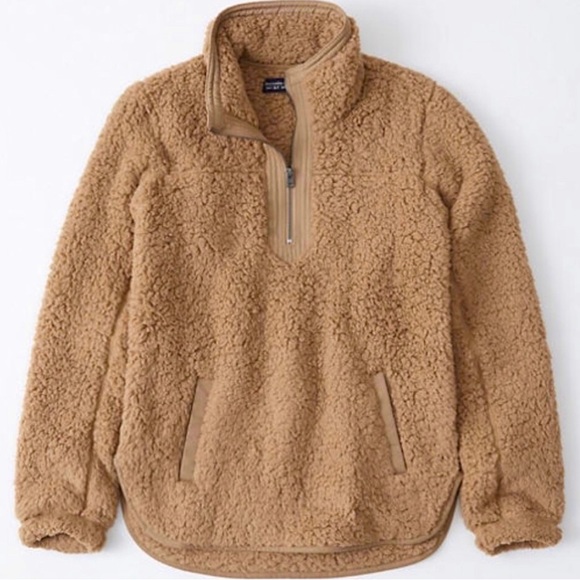 Abercrombie and Fitch Soft A&F Quart Zip Sherpa Pullover Large - Picture 1 of 10